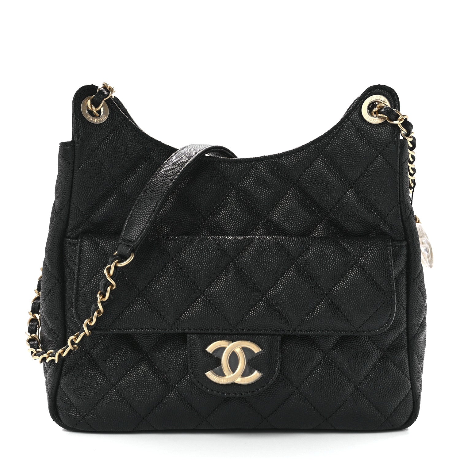 Chanel Caviar Quilted Wavy CC Hobo Black 1 of 11
