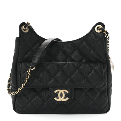 Chanel Caviar Quilted Wavy CC Hobo Black 1 of 11