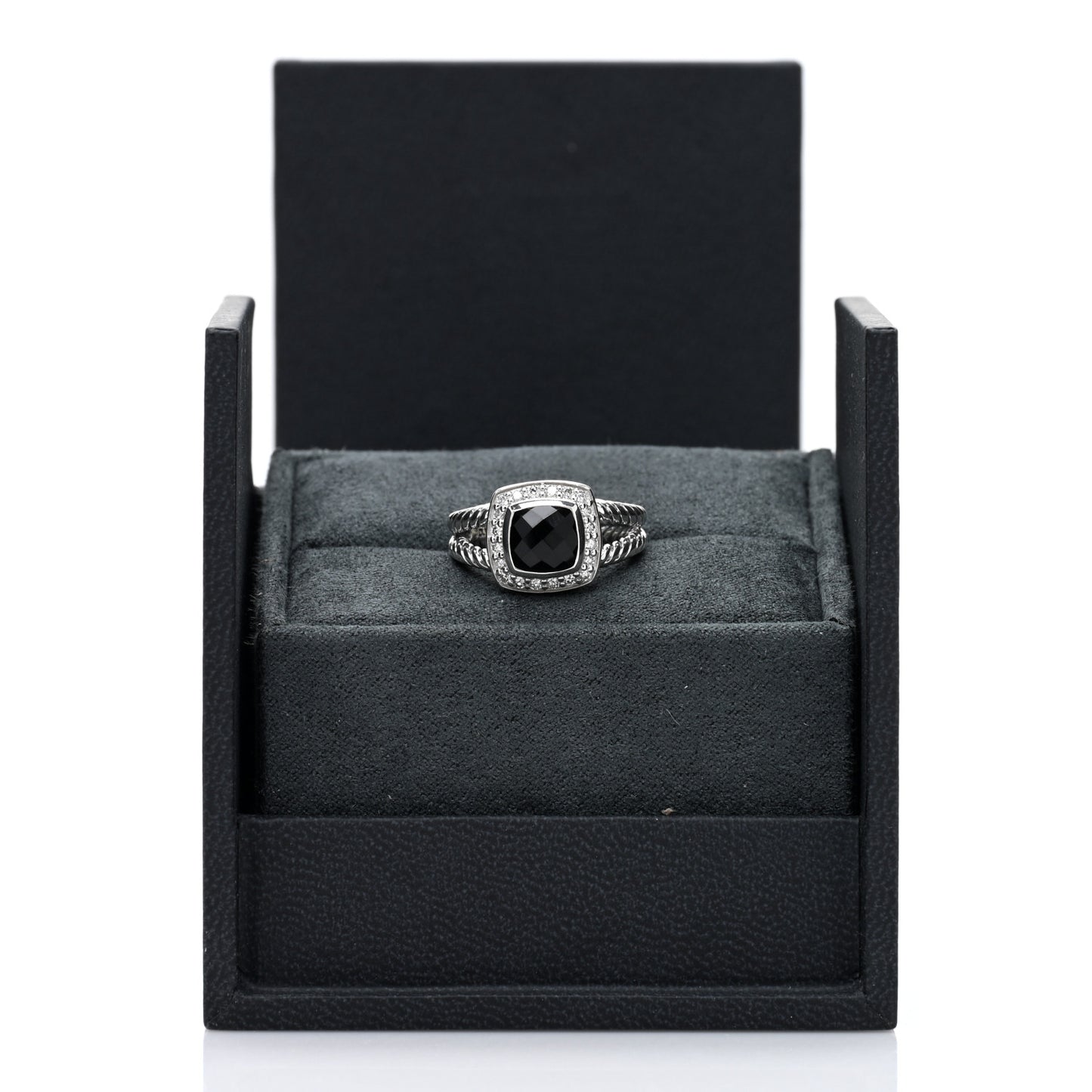 Sterling Silver Diamond Black Onyx 7mm Petite Albion Ring 49 5