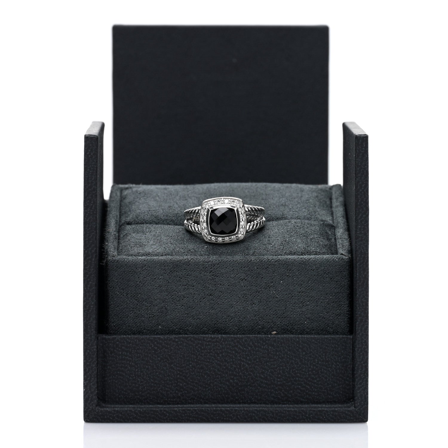 David Yurman Sterling Silver Diamond Black Onyx 7mm Petite Albion Ring 49 5 5 of 5