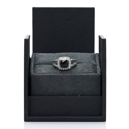 David Yurman Sterling Silver Diamond Black Onyx 7mm Petite Albion Ring 49 5 5 of 5