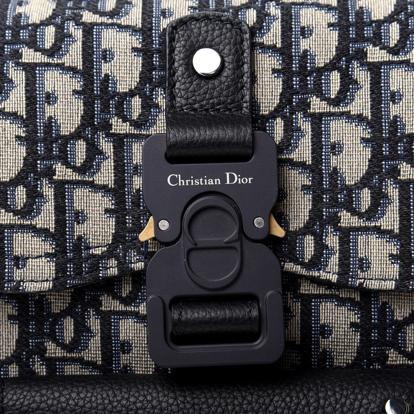 Oblique Jacquard Mini Saddle Backpack Navy Blue