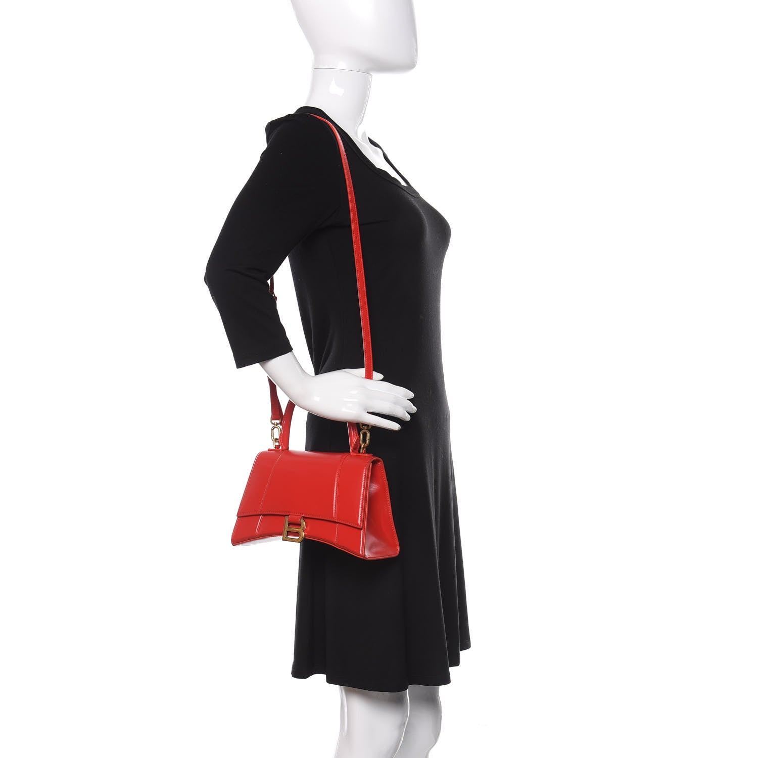 Balenciaga Shiny Box Calfskin Small Hourglass Top Handle Bag Bright Red 2 of 11
