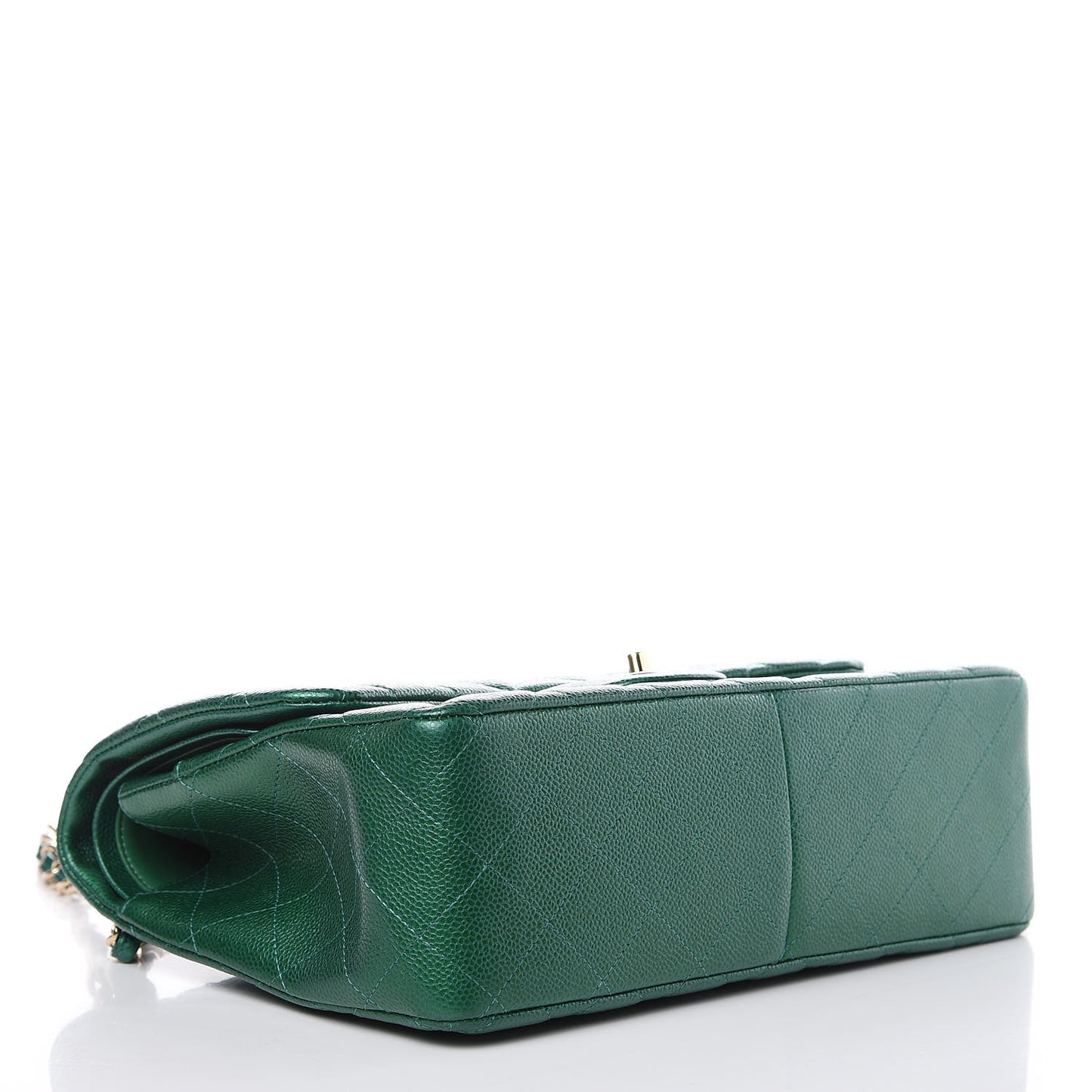 Metallic Caviar Quilted Jumbo Double Flap Green