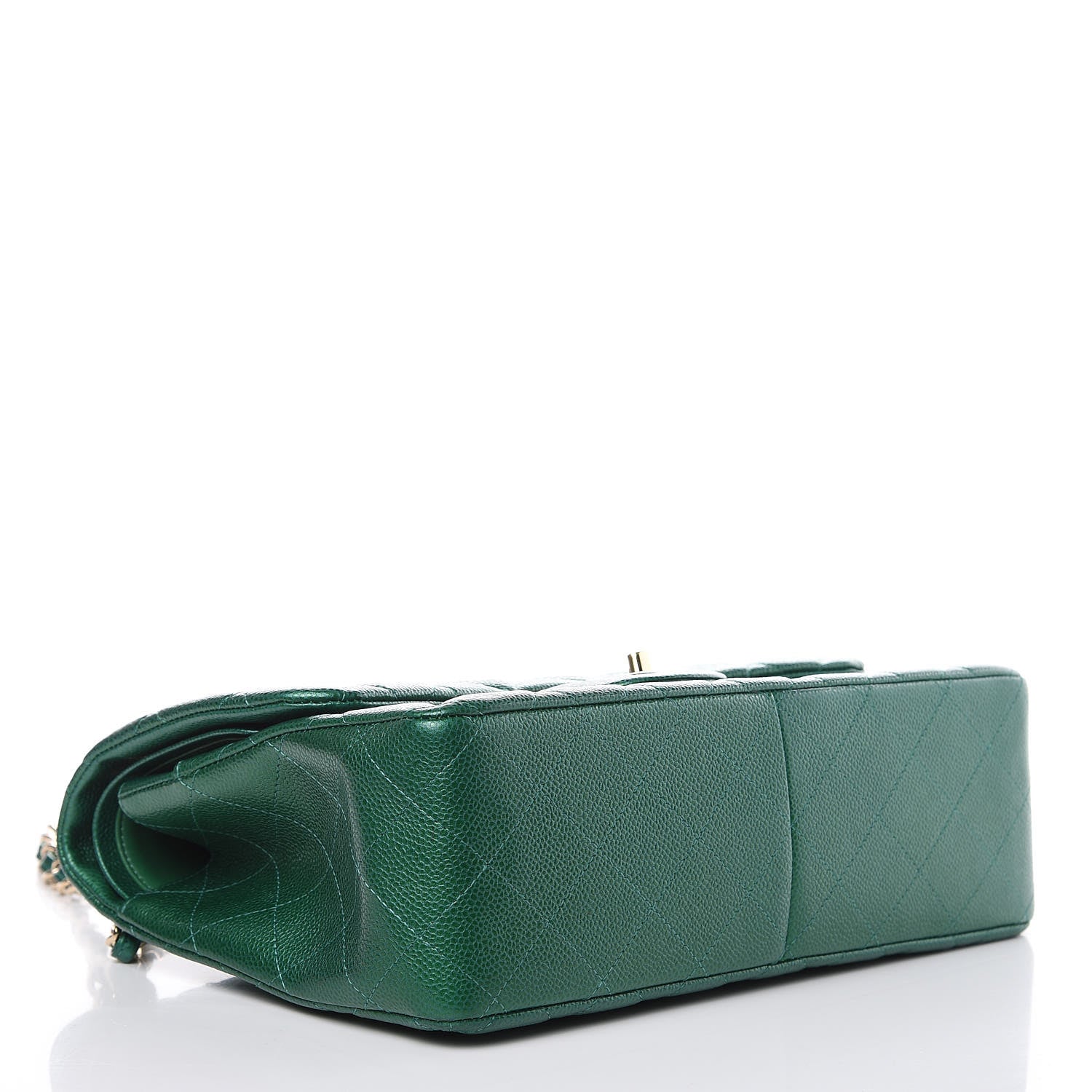 Chanel Metallic Caviar Quilted Jumbo Double Flap Green 4 of 13