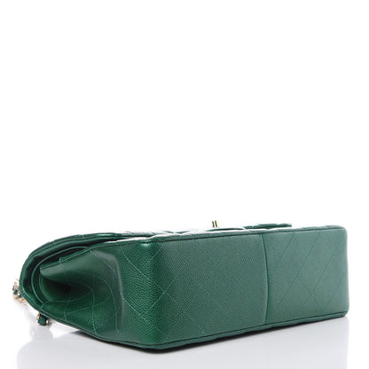 Chanel Metallic Caviar Quilted Jumbo Double Flap Green 4 of 13