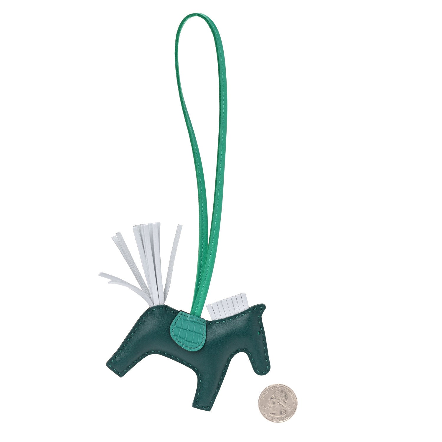 Hermes Milo Lambskin Matte Alligator Touch Grigri Rodeo Horse Bag Charm PM Malachite Menthe Bleu Brume Very Jade 2 of 6