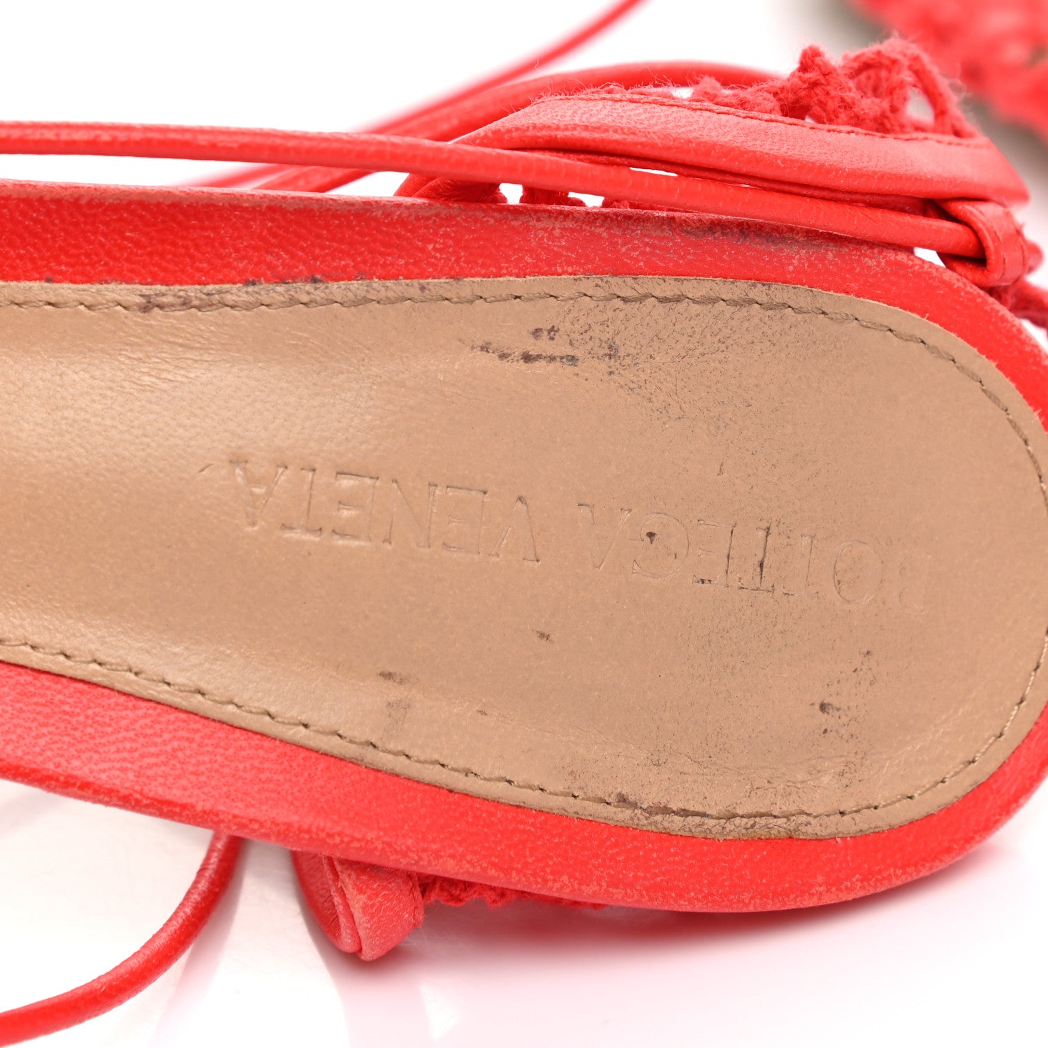 Bottega Veneta Mesh Nappa Stretch Ankle Tie Sandals 39 Tomato 10 of 14