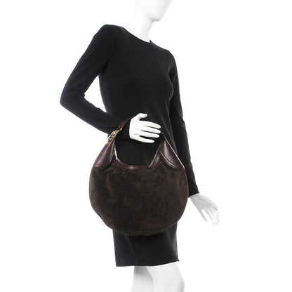 Gucci Suede Horsebit Embossed Glam Hobo Dark Brown 2 of 10