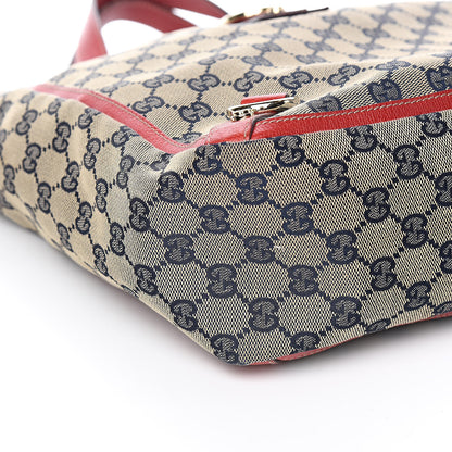 Gucci Monogram Abbey Small Tote Navy Red 8 of 13