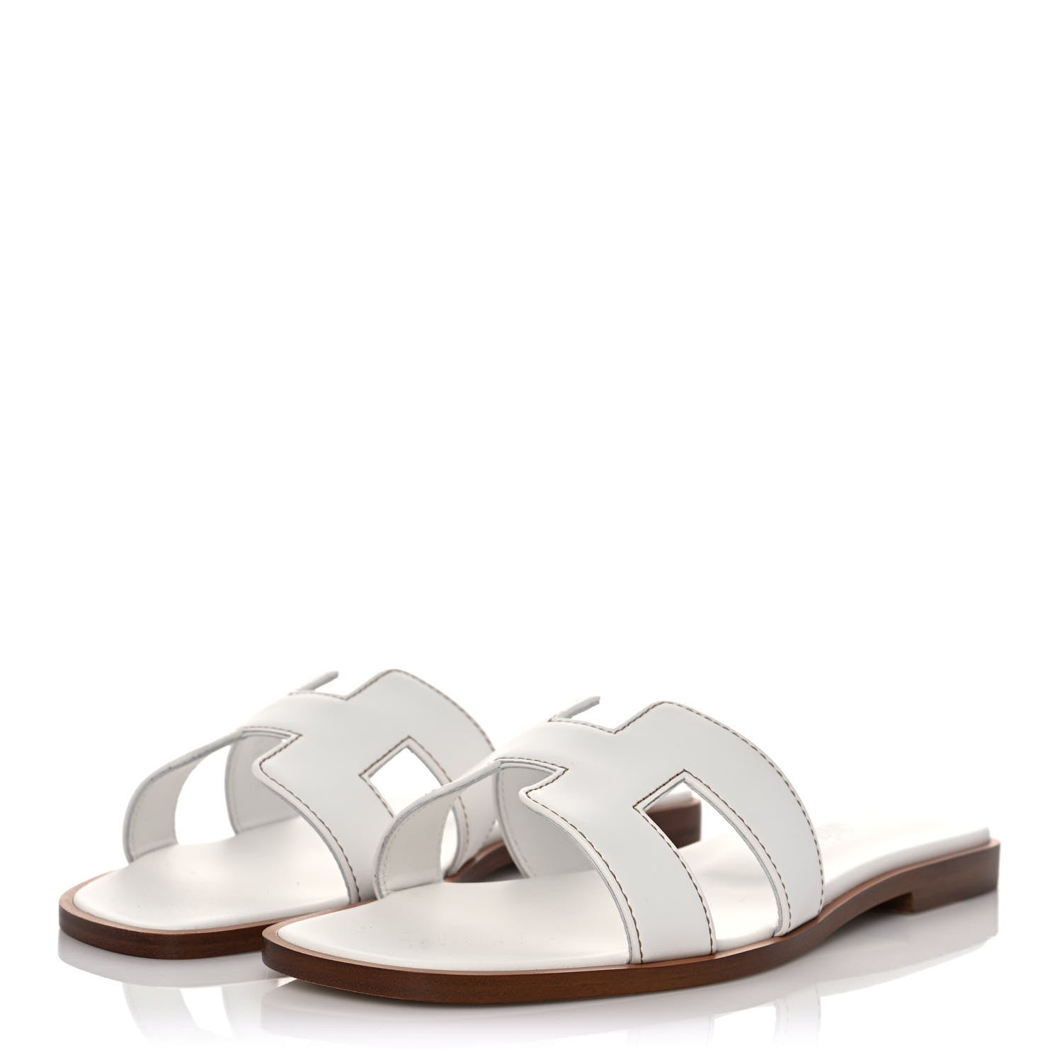 Hermes Box Calfskin Oran Sandals 36 White 3 of 9
