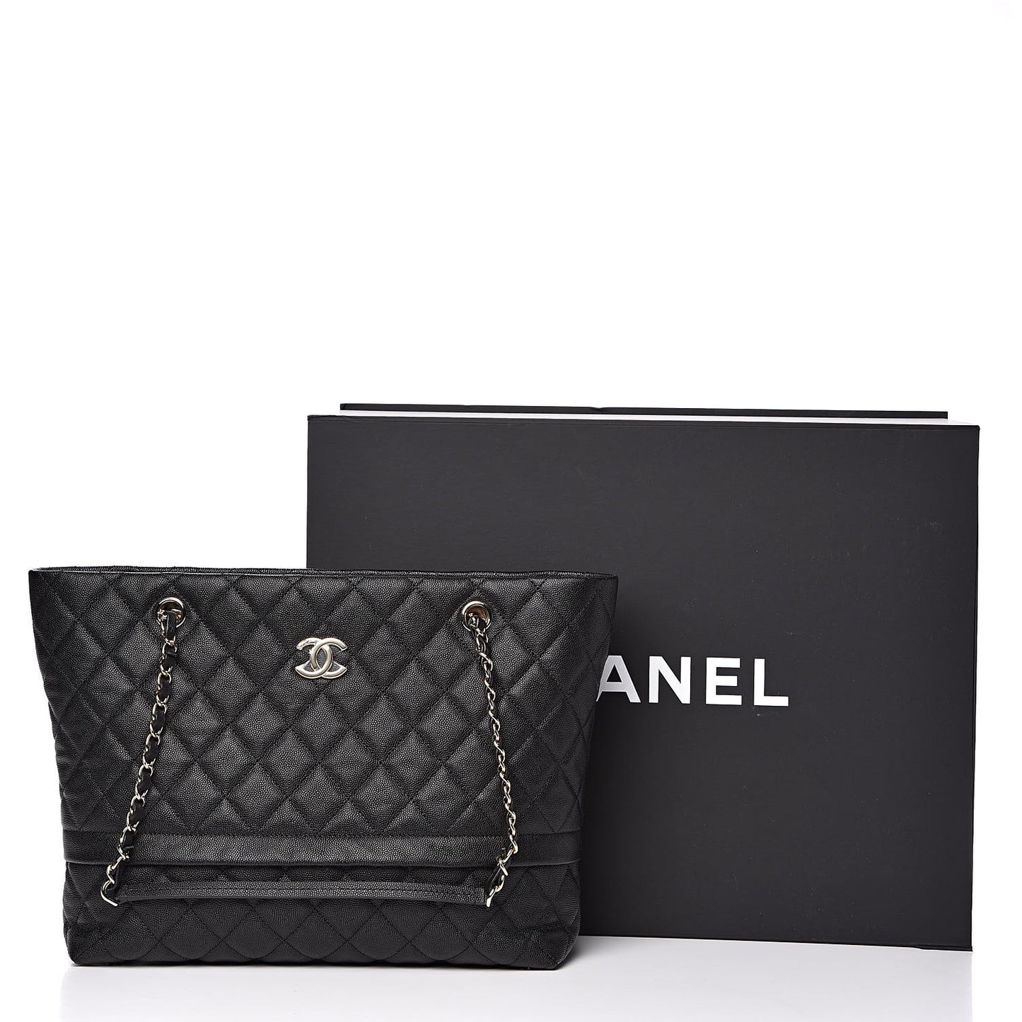 Caviar Quilted Rolled Up Tote Black
