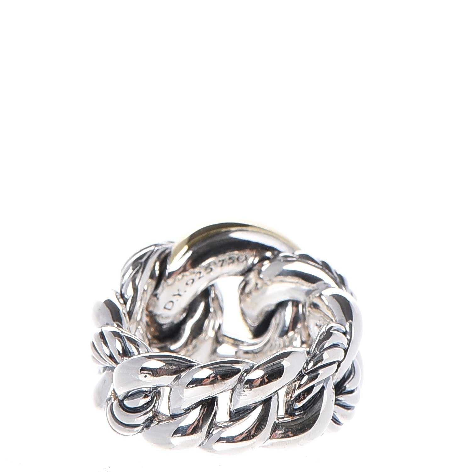 David Yurman Sterling Silver 18K Yellow Gold Belmont Ring 53.1 6.5 4 of 5