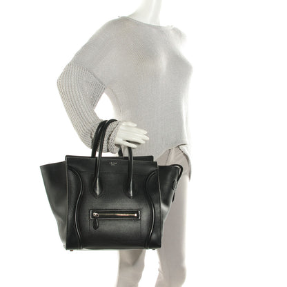 Celine Drummed Calfskin Mini Luggage Black 2 of 9