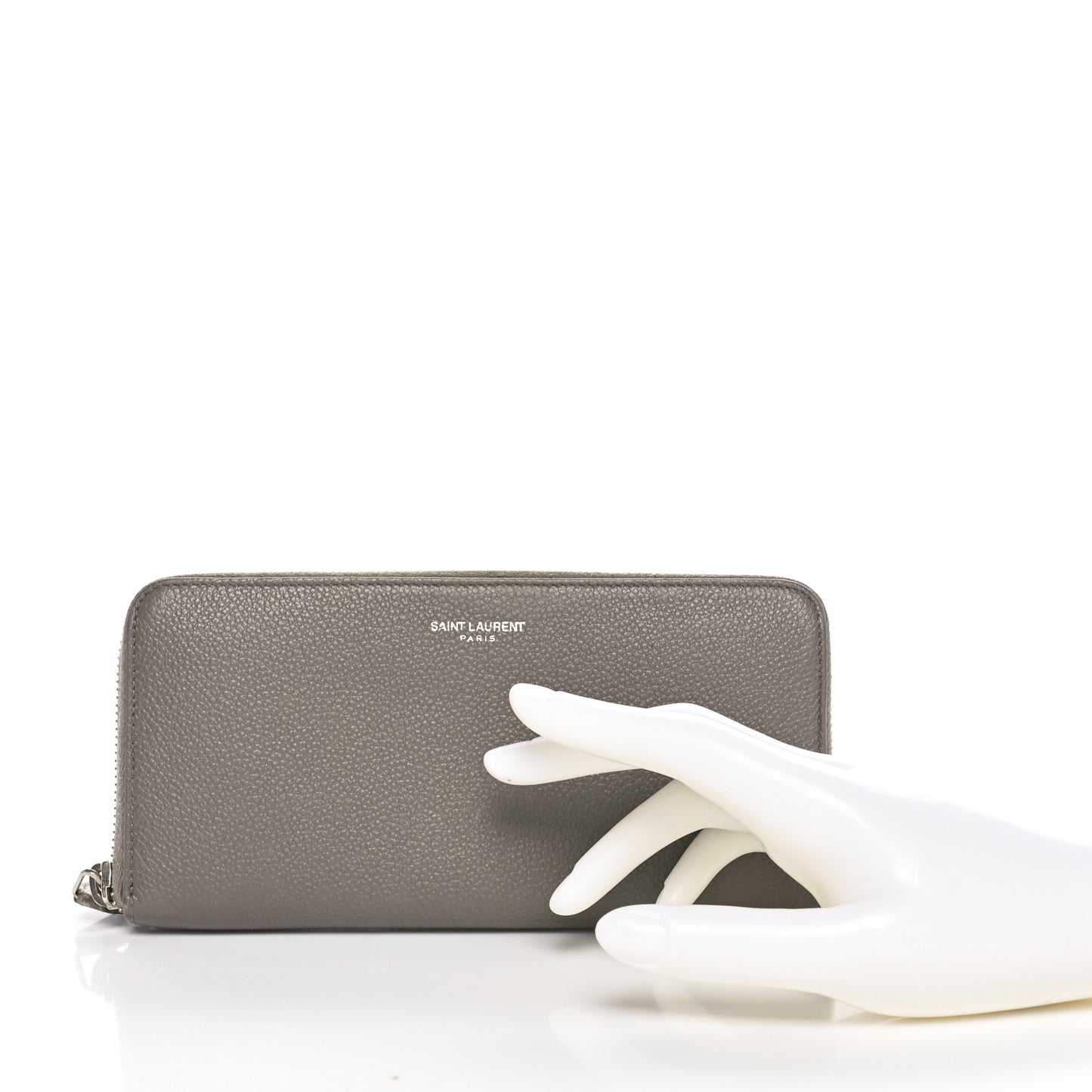 Grained Calfskin Rive Gauche Zip Around Wallet Fog