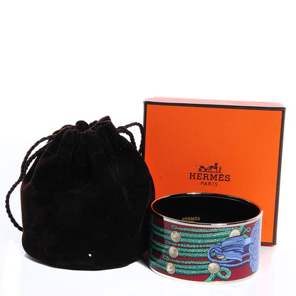 Hermes Enamel Printed Brandebourgs Extra Wide Bracelet 65 6 of 6