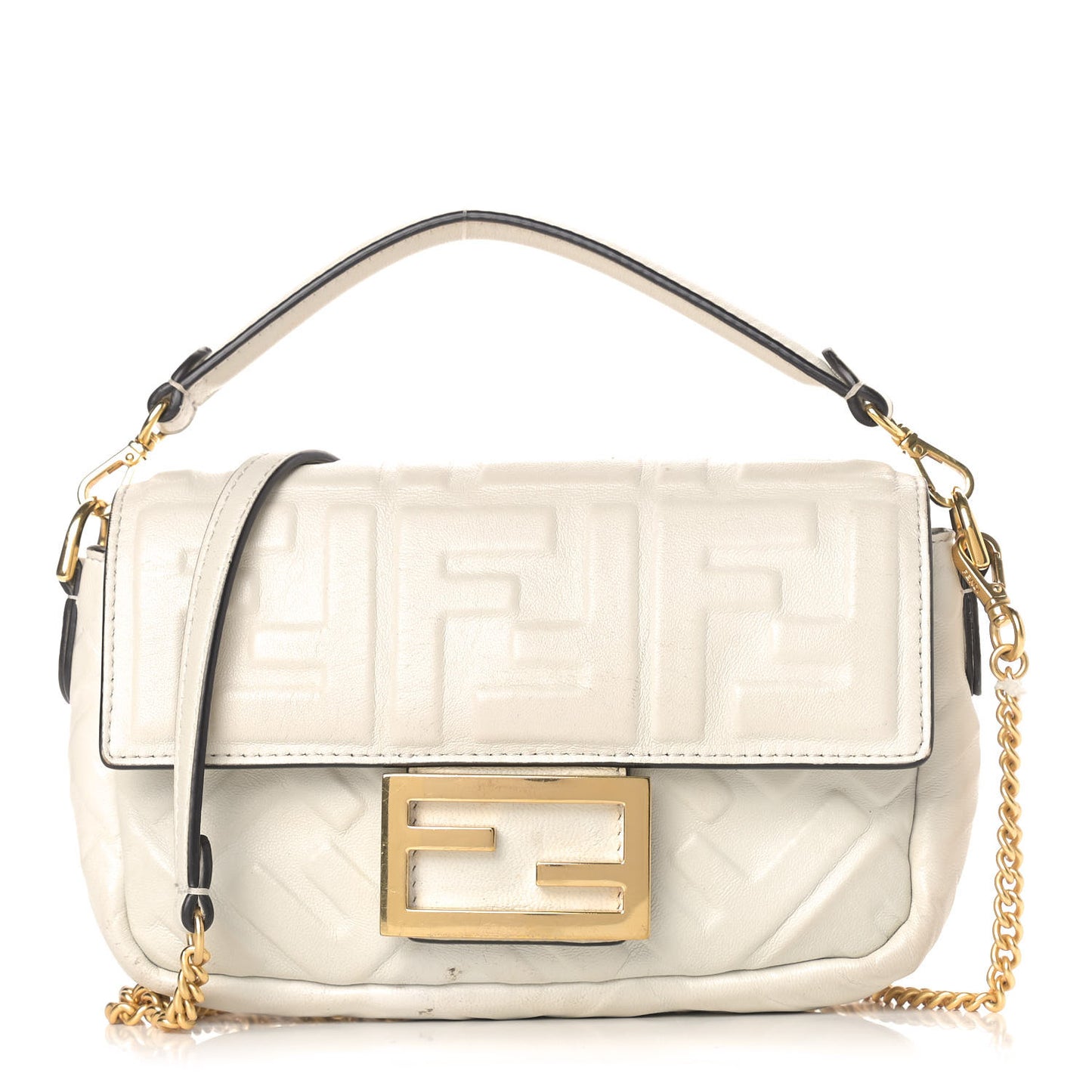 Nappa FF 1974 Embossed Mini Baguette White