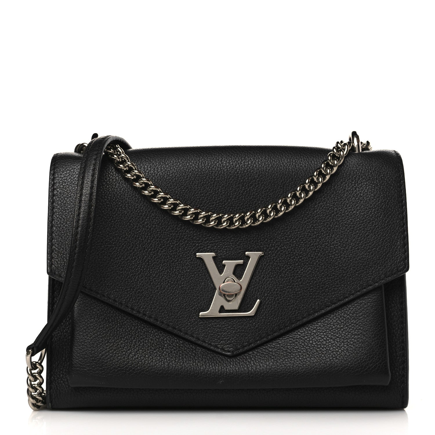 Louis Vuitton Soft Calfskin Mylockme Chain Bag BB Black 1 of 9