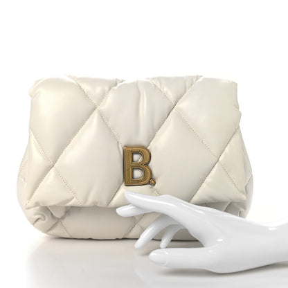 Balenciaga Nappa Calfskin Quilted Touch B Puffy Clutch White 2 of 8