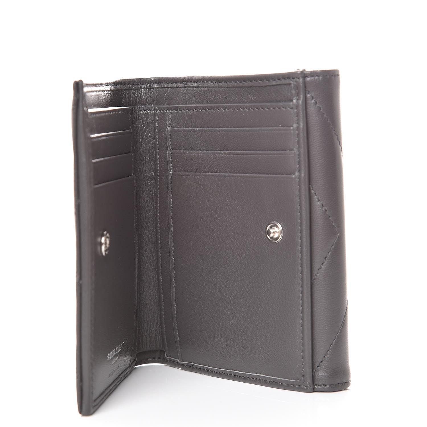 Saint Laurent Lambskin Y Quilted Monogram Compact Loulou Wallet Asphalt 5 of 9