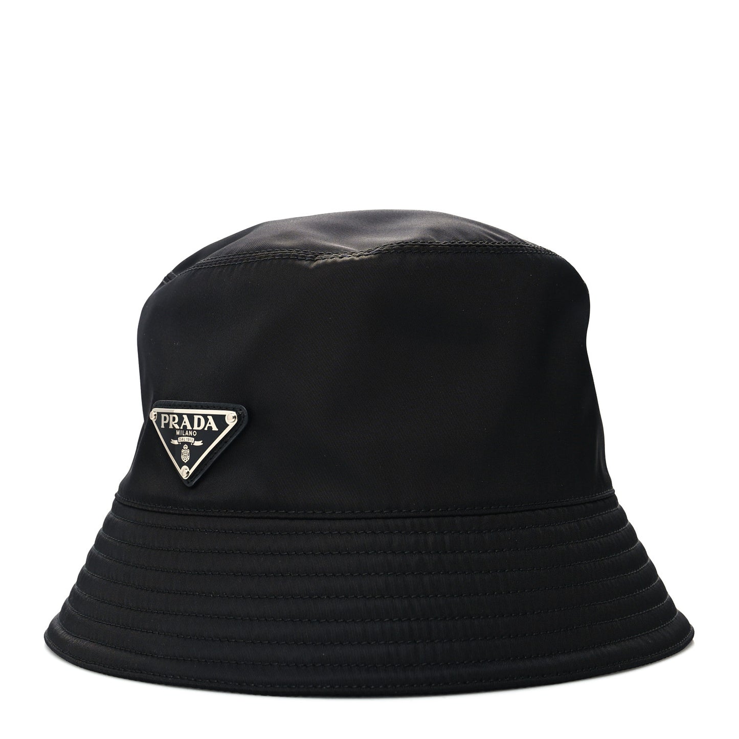 Nylon Metal Triangle Logo Womens Bucket Hat M Black