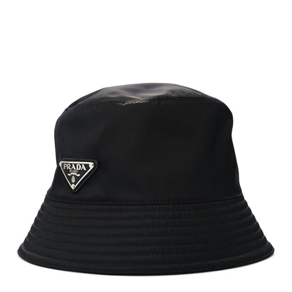 Prada Nylon Metal Triangle Logo Womens Bucket Hat M Black 1 of 8