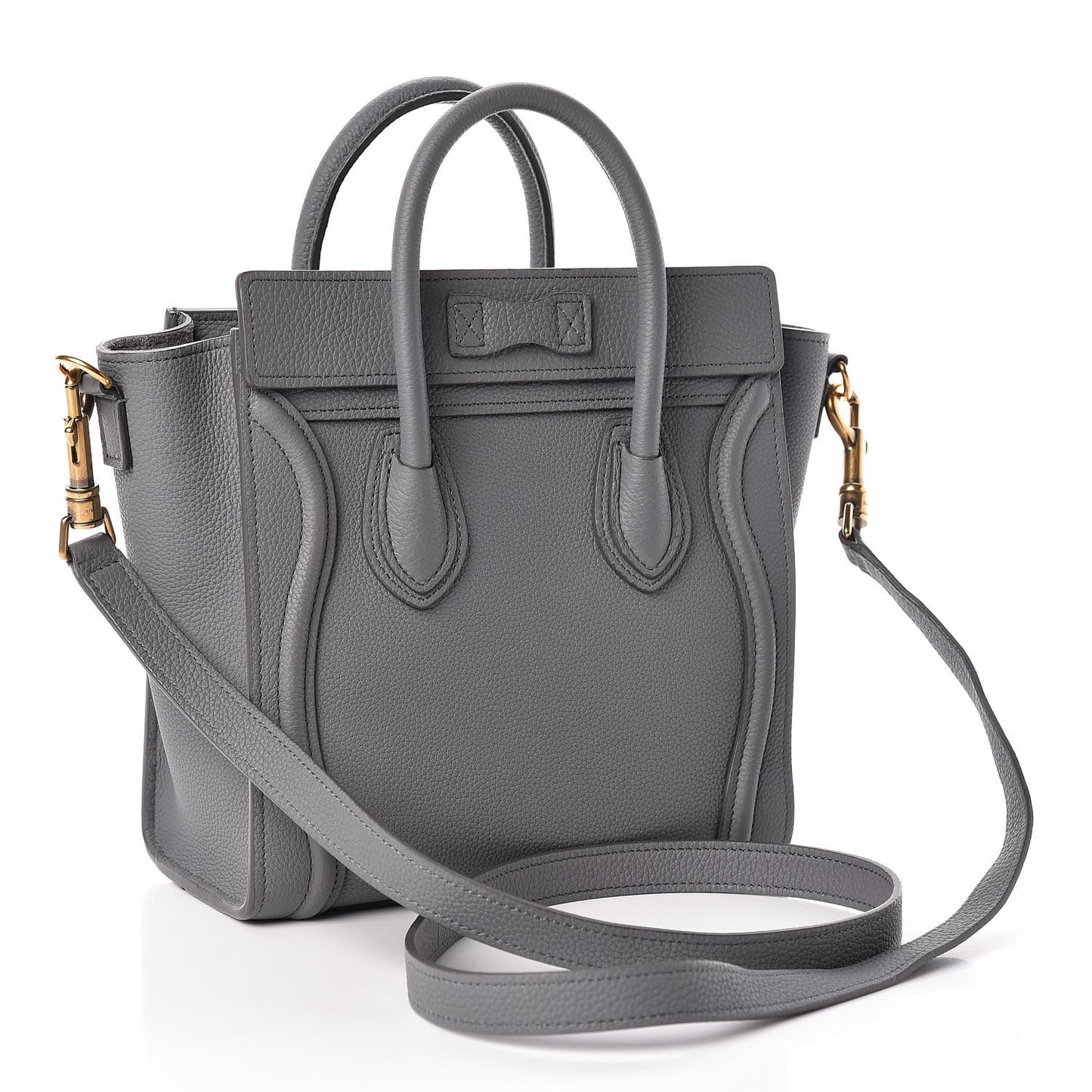 Baby Drummed Calfskin Nano Luggage Kohl