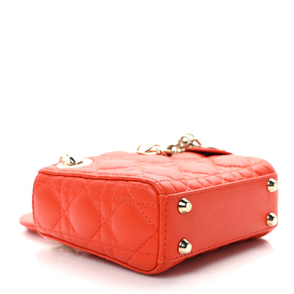 Christian Dior Lambskin Cannage Micro Lady Dior Orange 4 of 10