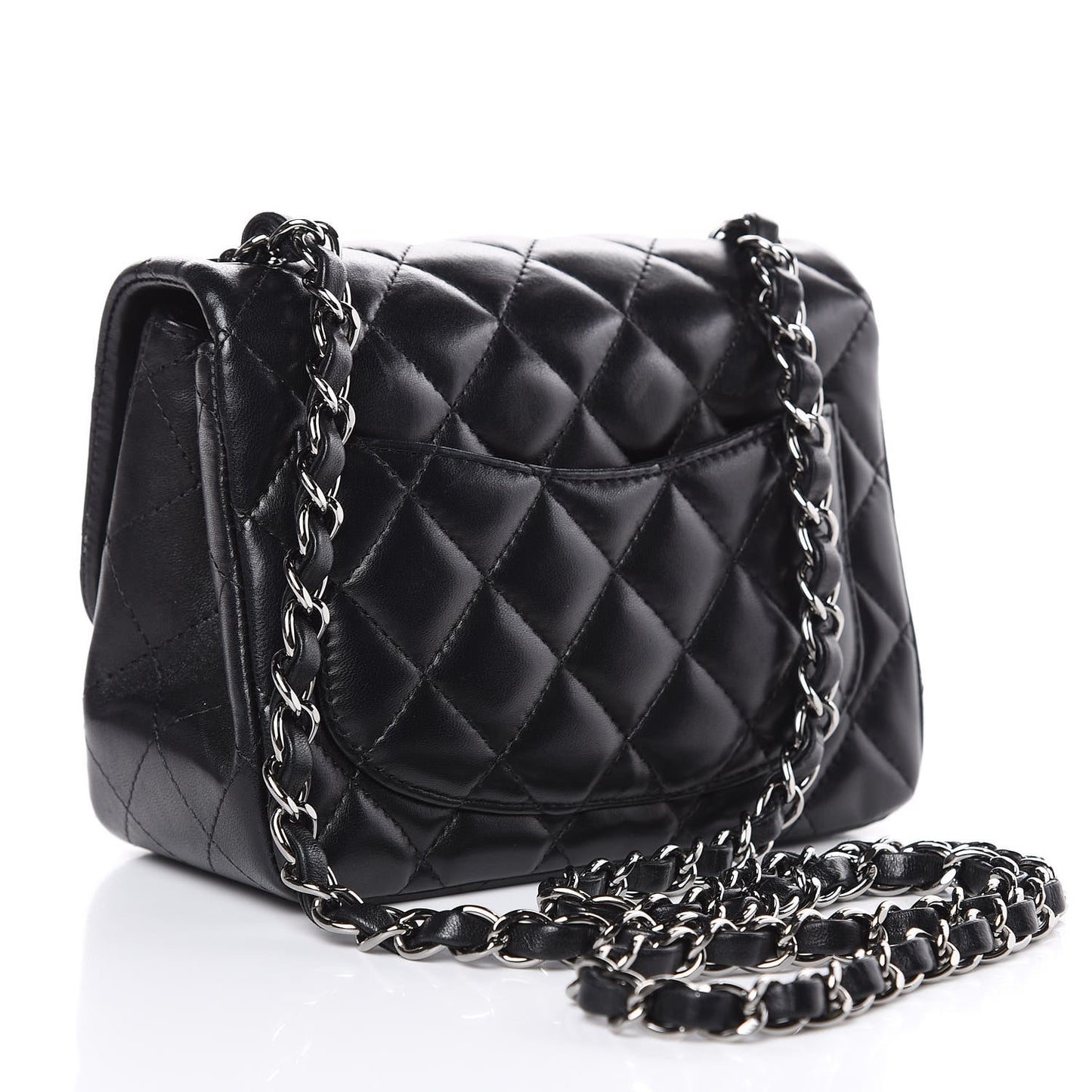 Lambskin Quilted Mini Square Flap Black
