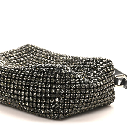 Alexander Wang Mesh Crystal Rhinestone Medium Heiress Pouch Black Silver 9 of 10