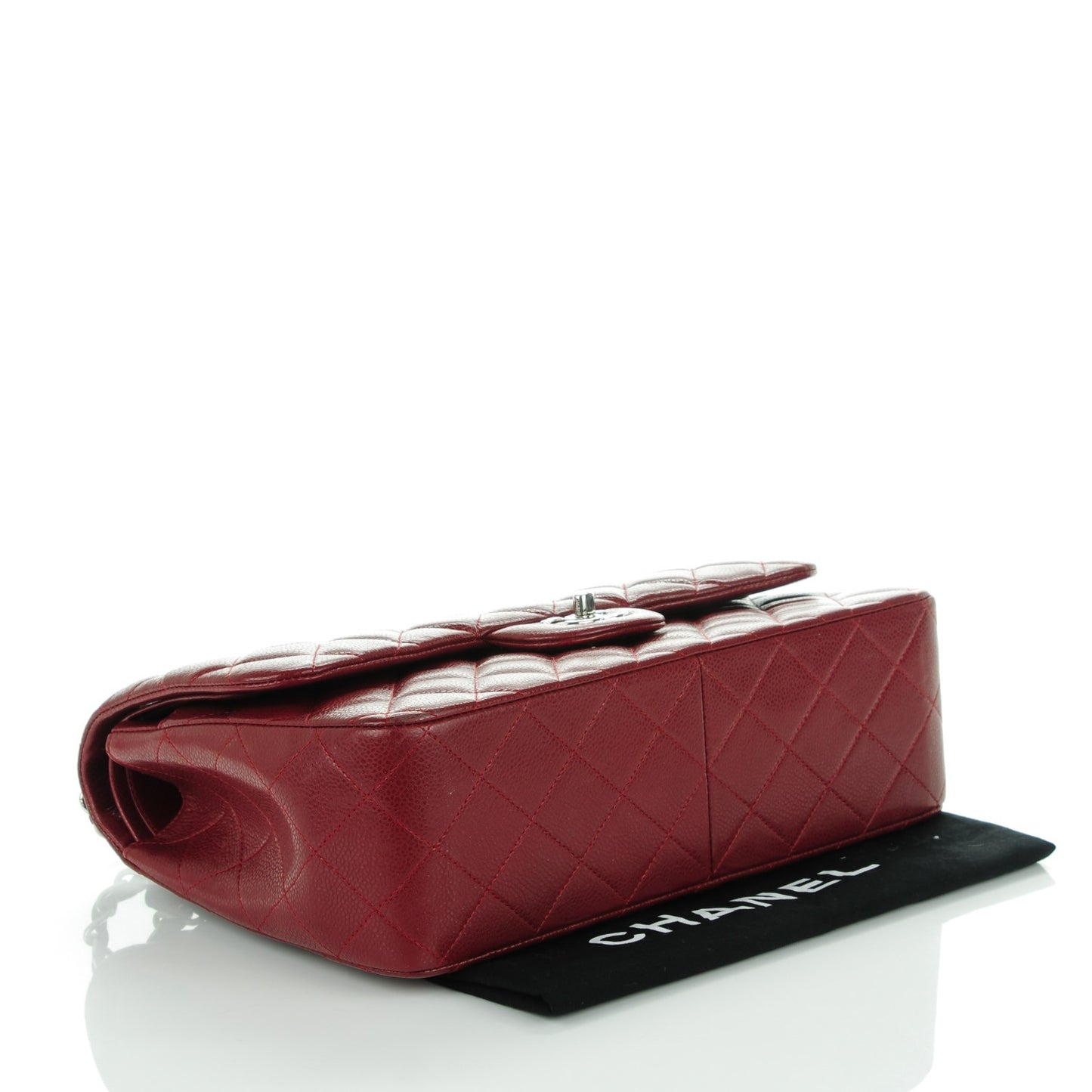 Caviar Quilted Jumbo Double Flap Dark Red