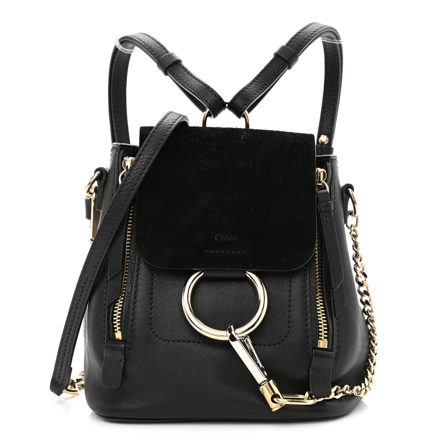 Chloe Suede Calfskin Mini Faye Backpack Black 1 of 11