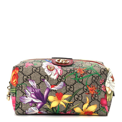 Gucci Soft GG Supreme Monogram Flora Calfskin Medium Ophidia Cosmetic Case Beige Ebony Multicolor Rosso 1 of 9