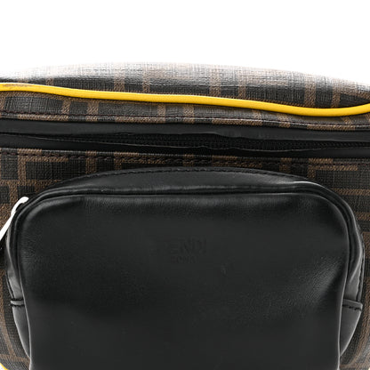 Fendi Glazed Fabric Vitello Century FF 1974 Pocket Belt Bag Mogano Panna Black Sunflower 8 of 10