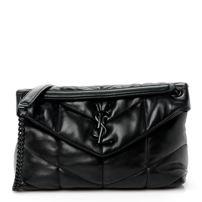 Saint Laurent Lambskin Quilted Monogram Monochrome Small Loulou Puffer Chain Satchel Black 1 of 12
