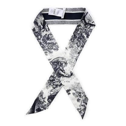 Christian Dior Silk Toile De Jouy Mitzah Scarf White 1 of 4