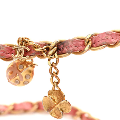 Chanel Snakeskin Mini Rectangular Valentine Charms Flap Pink 13 of 17