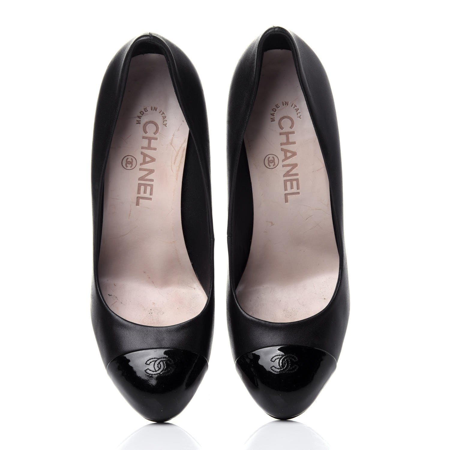 Chanel Lambskin Cap Toe CC Pumps 37.5 Black 5 of 13