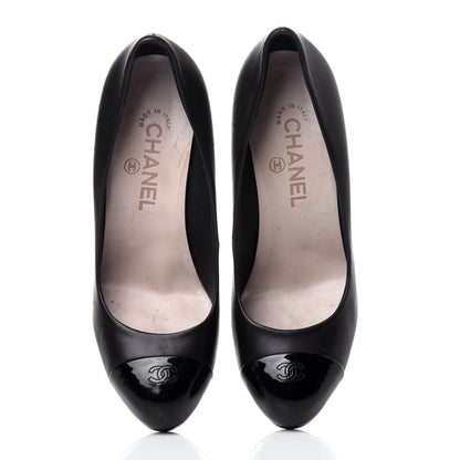 Chanel Lambskin Cap Toe CC Pumps 37.5 Black 5 of 13