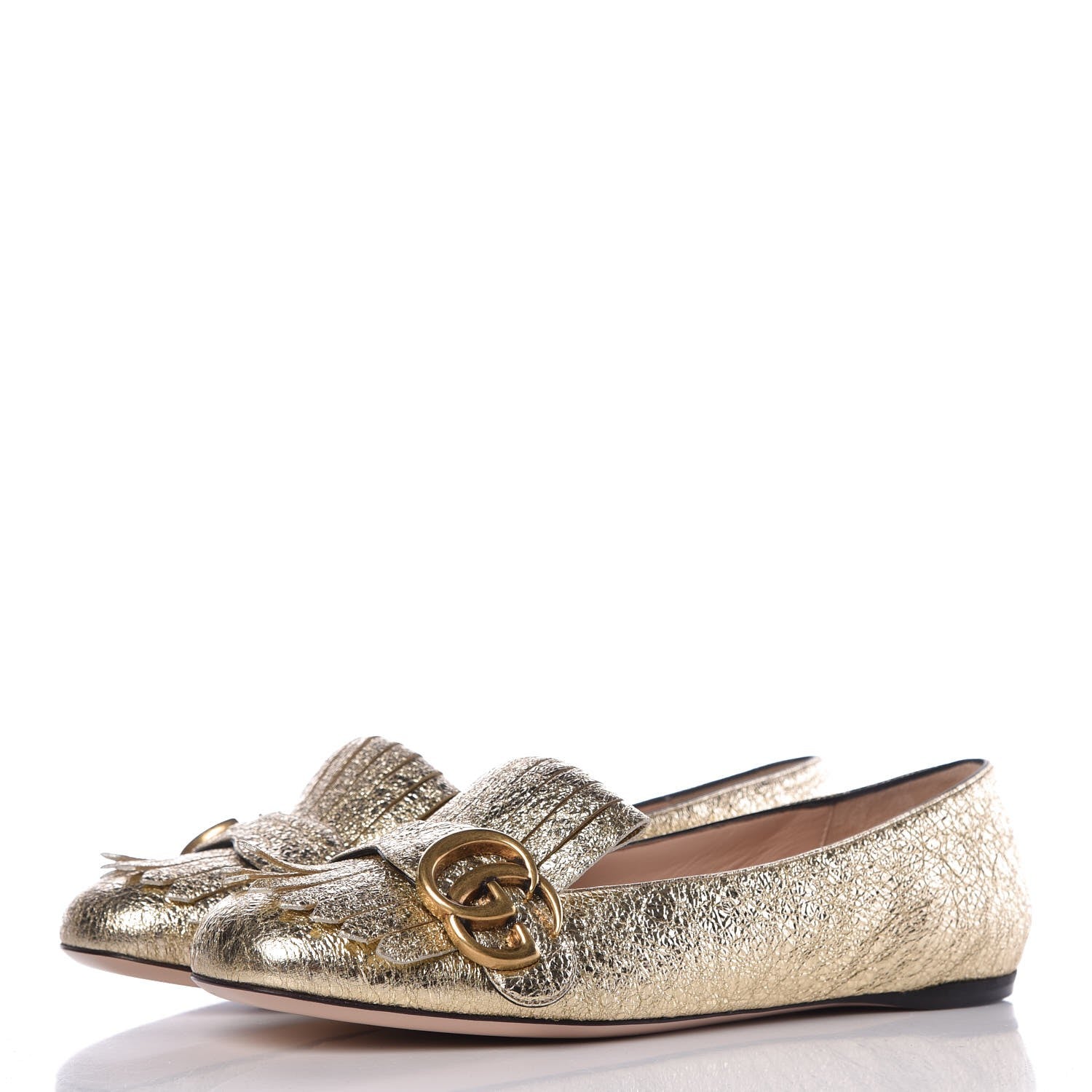 Gucci Galassia GG Marmont Fringe Flats 36.5 Platino 3 of 9