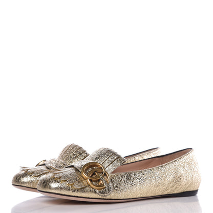 Gucci Galassia GG Marmont Fringe Flats 36.5 Platino 3 of 9