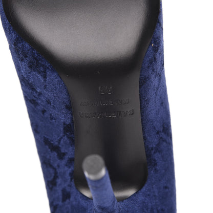 Balenciaga Velvet Extreme Pointed Toe Knife Booties 36 Navy 6 of 7