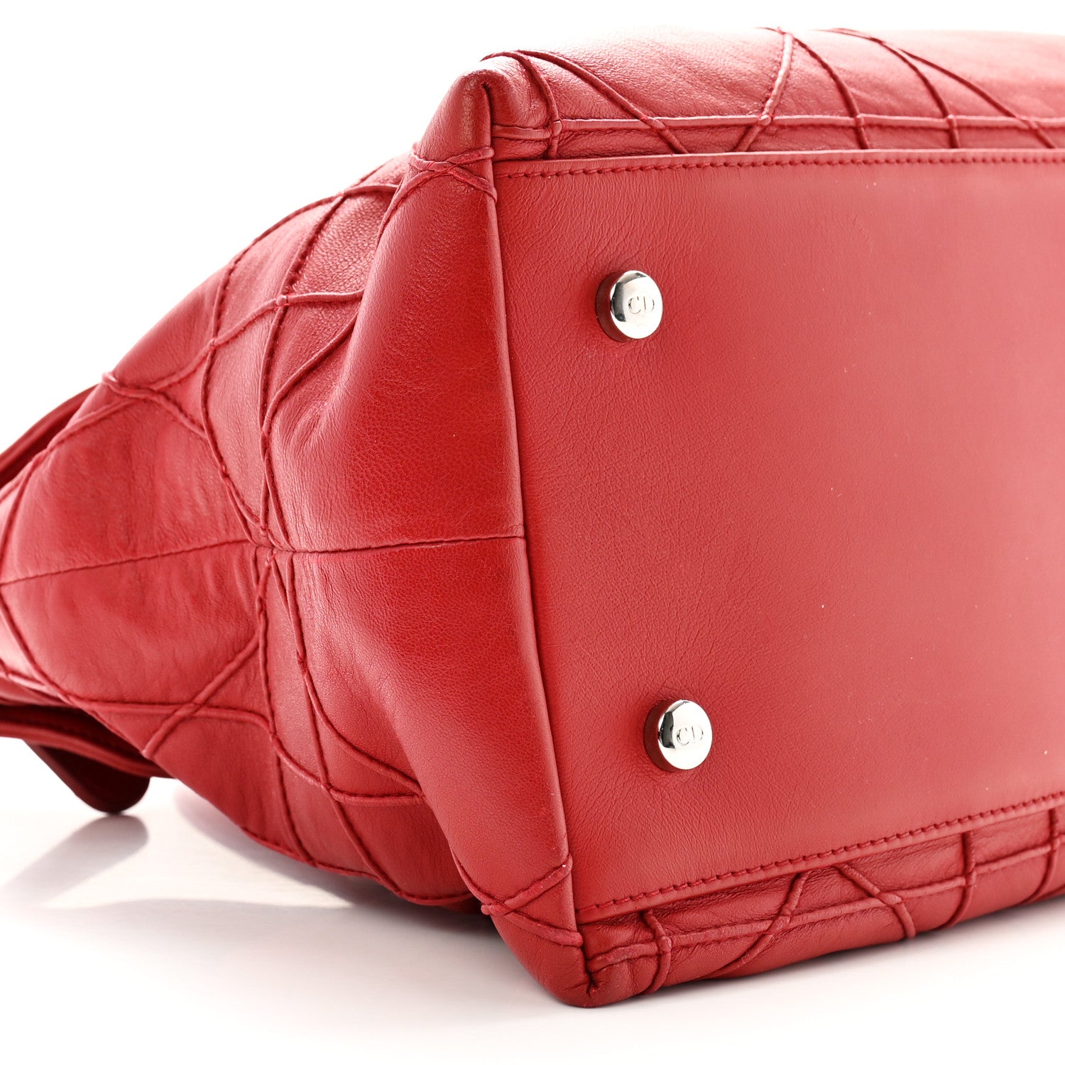 Christian Dior Lambskin Cannage Medium Granville Tote Red 11 of 18