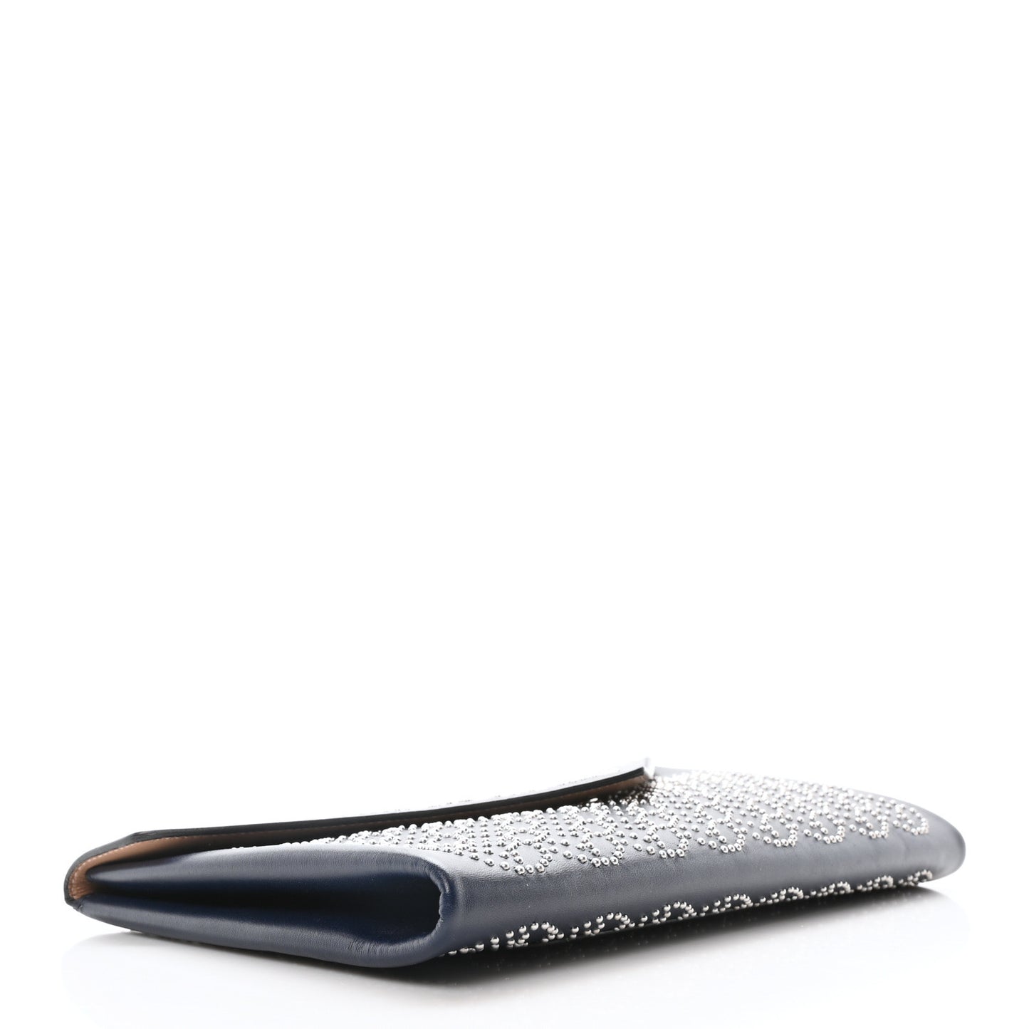 Calfskin Studded Arabesque Envelope Clutch Navy