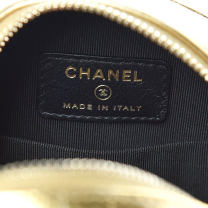 Chanel Metallic Calfskin Crocodile Embossed Cocodile Round Clutch with Chain Gold 6 of 10