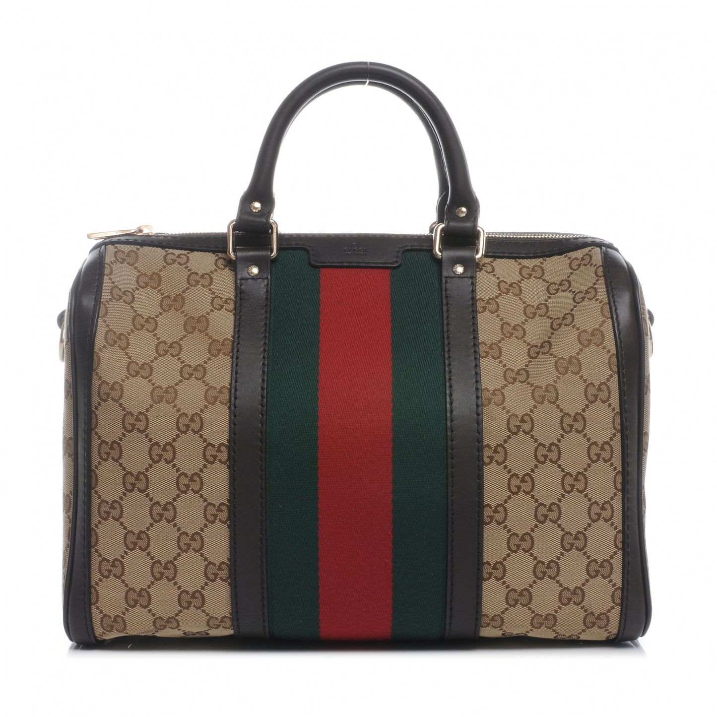 Monogram Selleria Calfskin Vintage Web Medium Boston Beige Ebony Cocoa