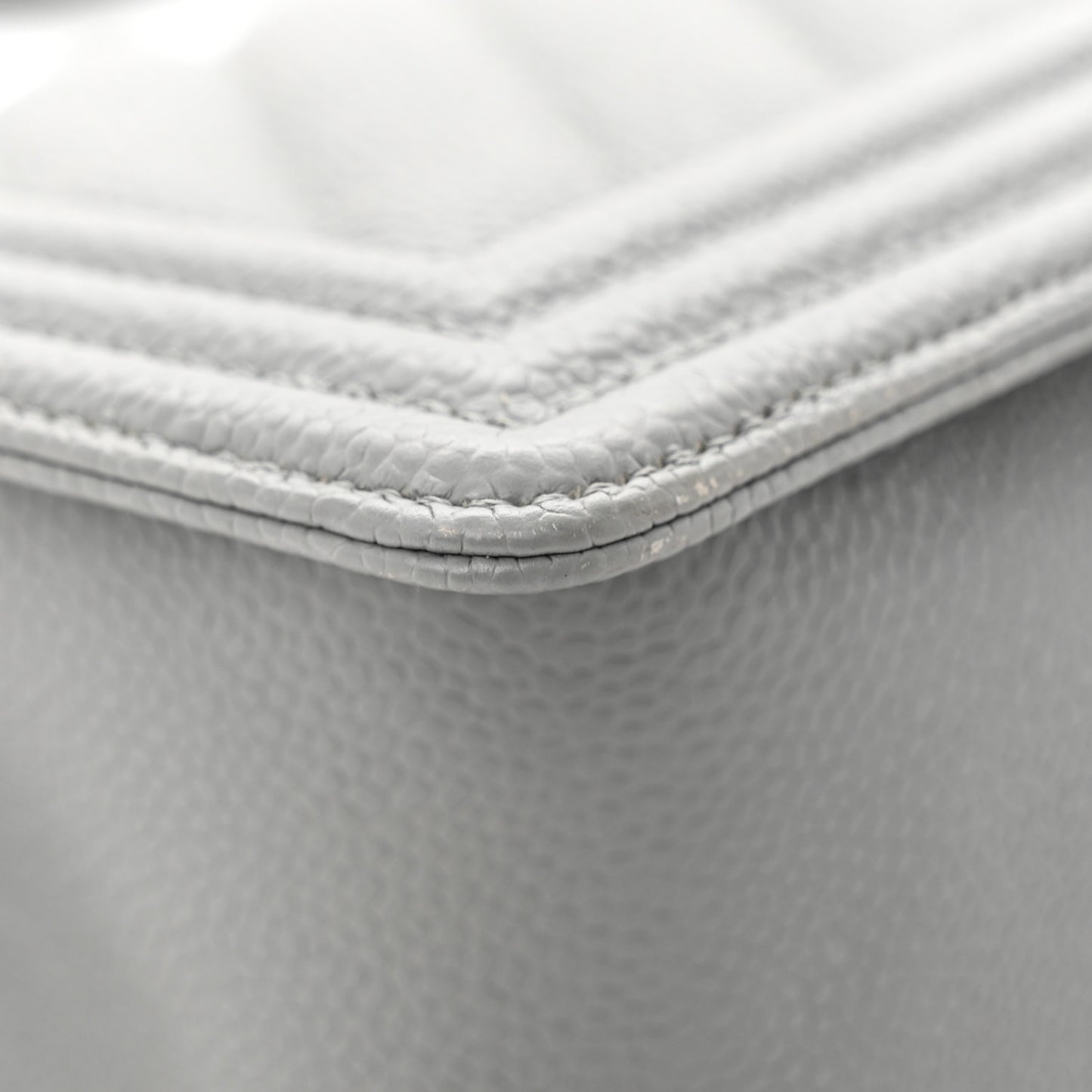 Caviar Chevron Quilted Medium Boy Flap Grey