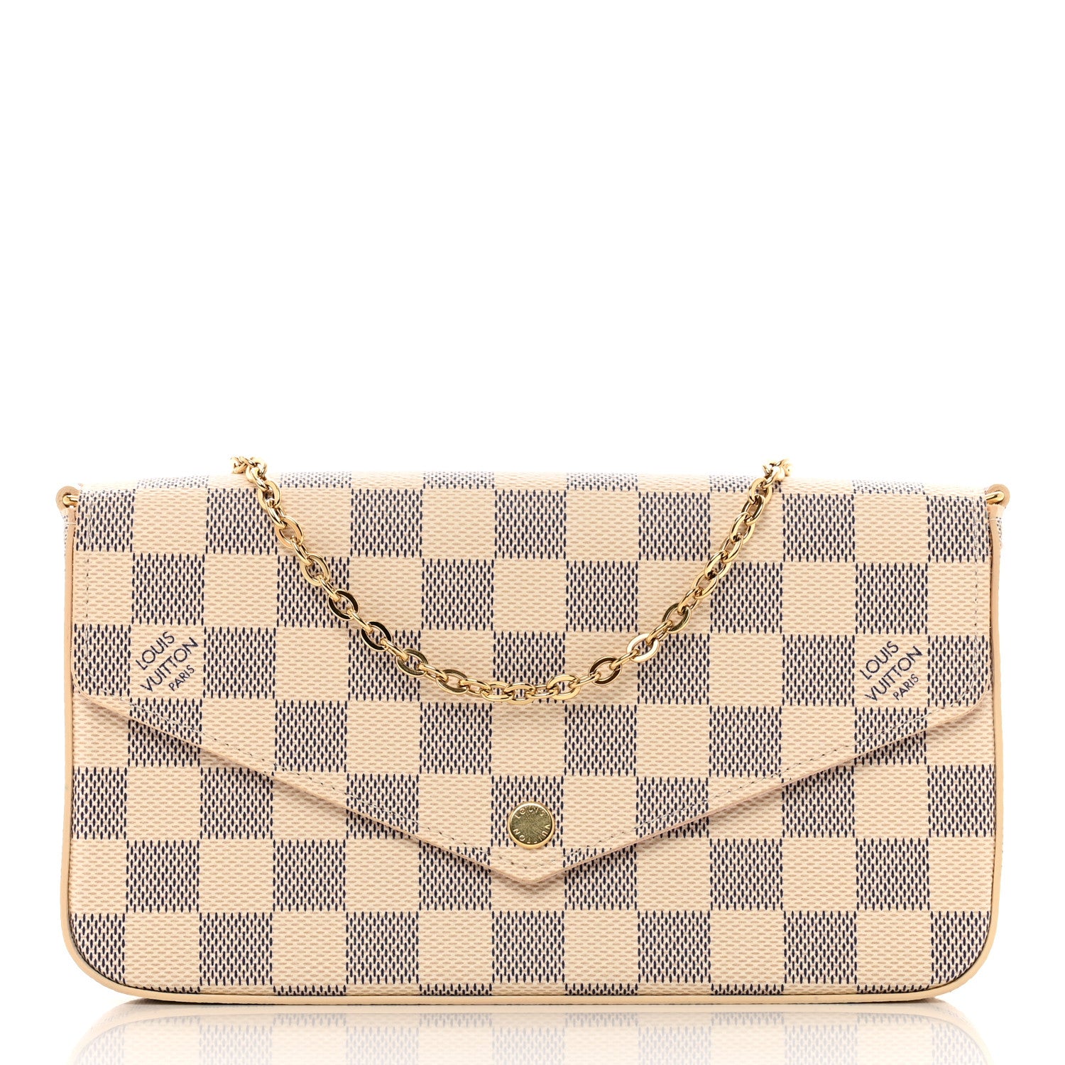 Louis Vuitton Damier Azur Pochette Felicie Chain Wallet Rose Ballerine 2 of 7