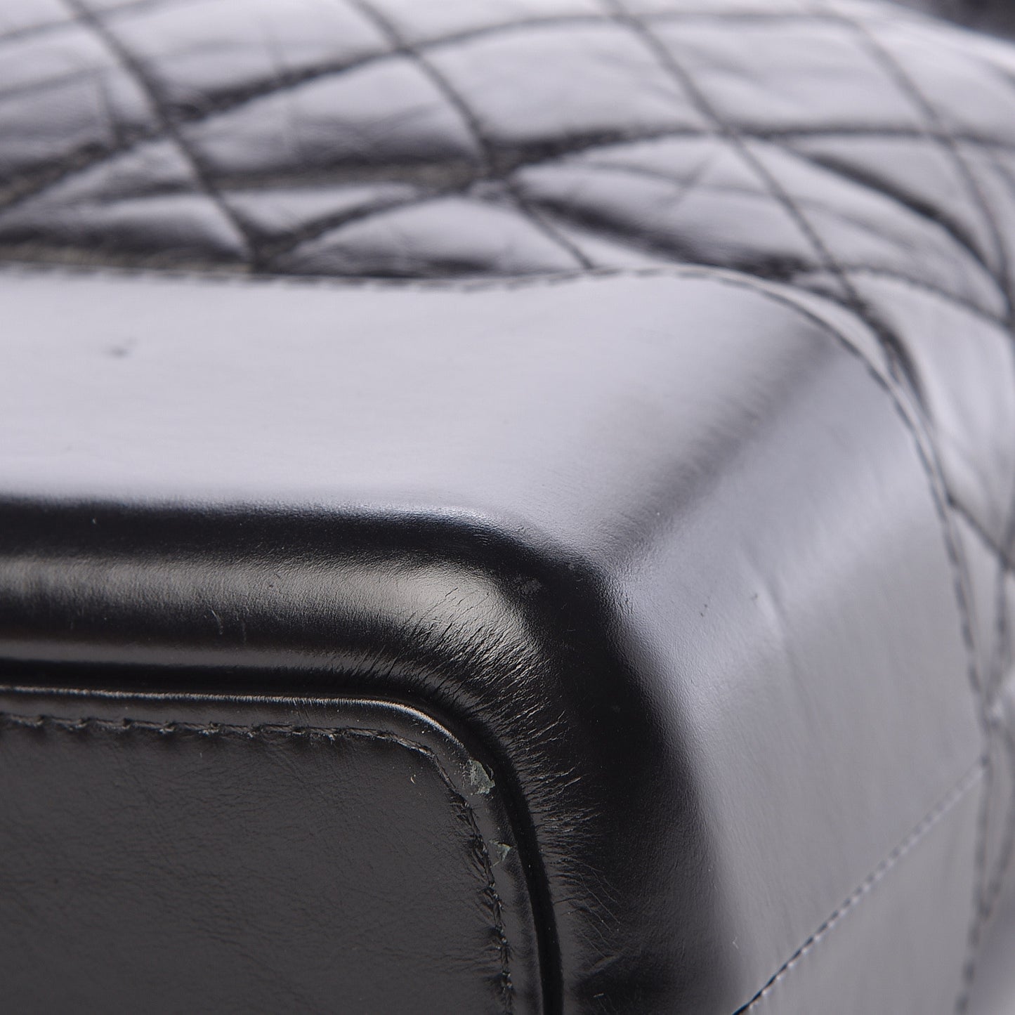 Aged Calfskin Quilted Large Gabrielle Hobo Black