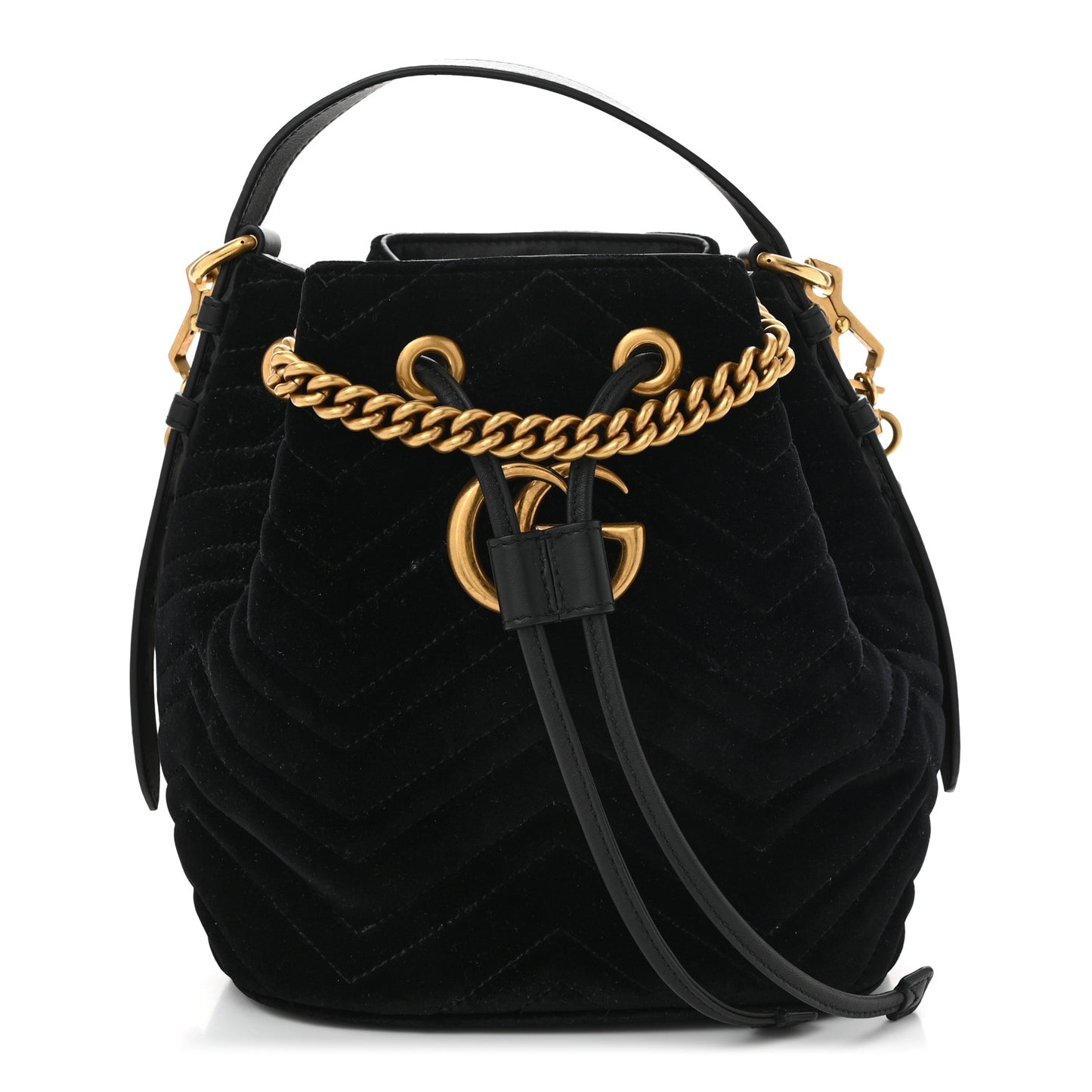 Velvet Matelasse GG Marmont Bucket Bag Black Black